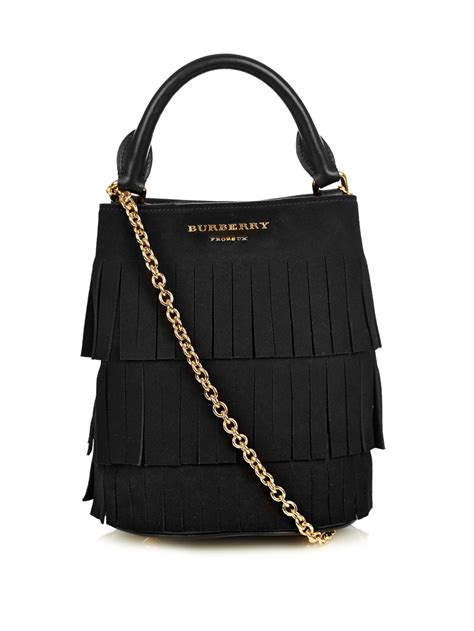 burberry prorsum fringe bucket bag|BURBERRY Prorsum Suede Fringe Bucket Bag Black.